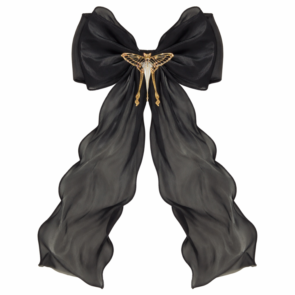 Attitude Hair Dye - Filigree Lunar Moth Large Organza Hair bow - Black